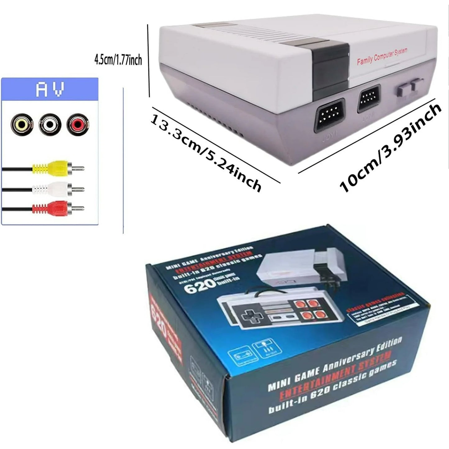 Mini Game Console 620 Games with NES Dual Controllers Classic System Edition Plug & Play For Kids & Adults