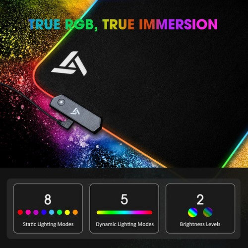 VictSing RGB Gaming Mouse Pad Large, Extended LED Mousepad with 13 Light Modes/2 Brightness Levels/Non-slip Rubber Base