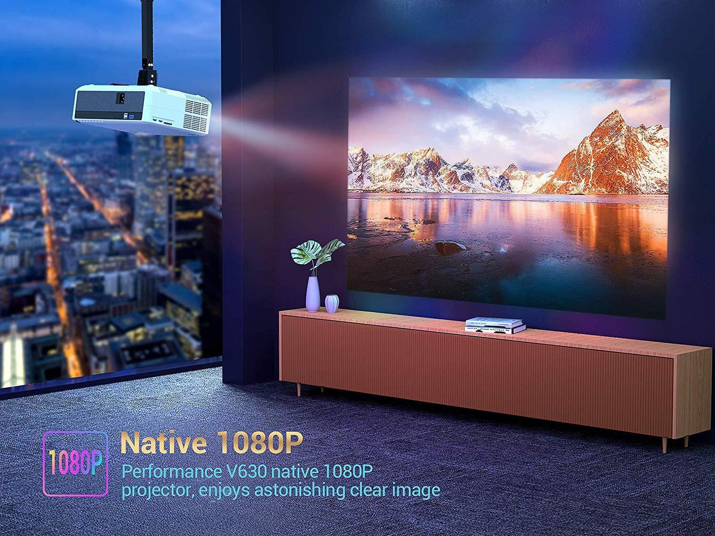 VANKYO Performance V630 Native 1080P Full HD Projector, 300" LED Projector with Roku